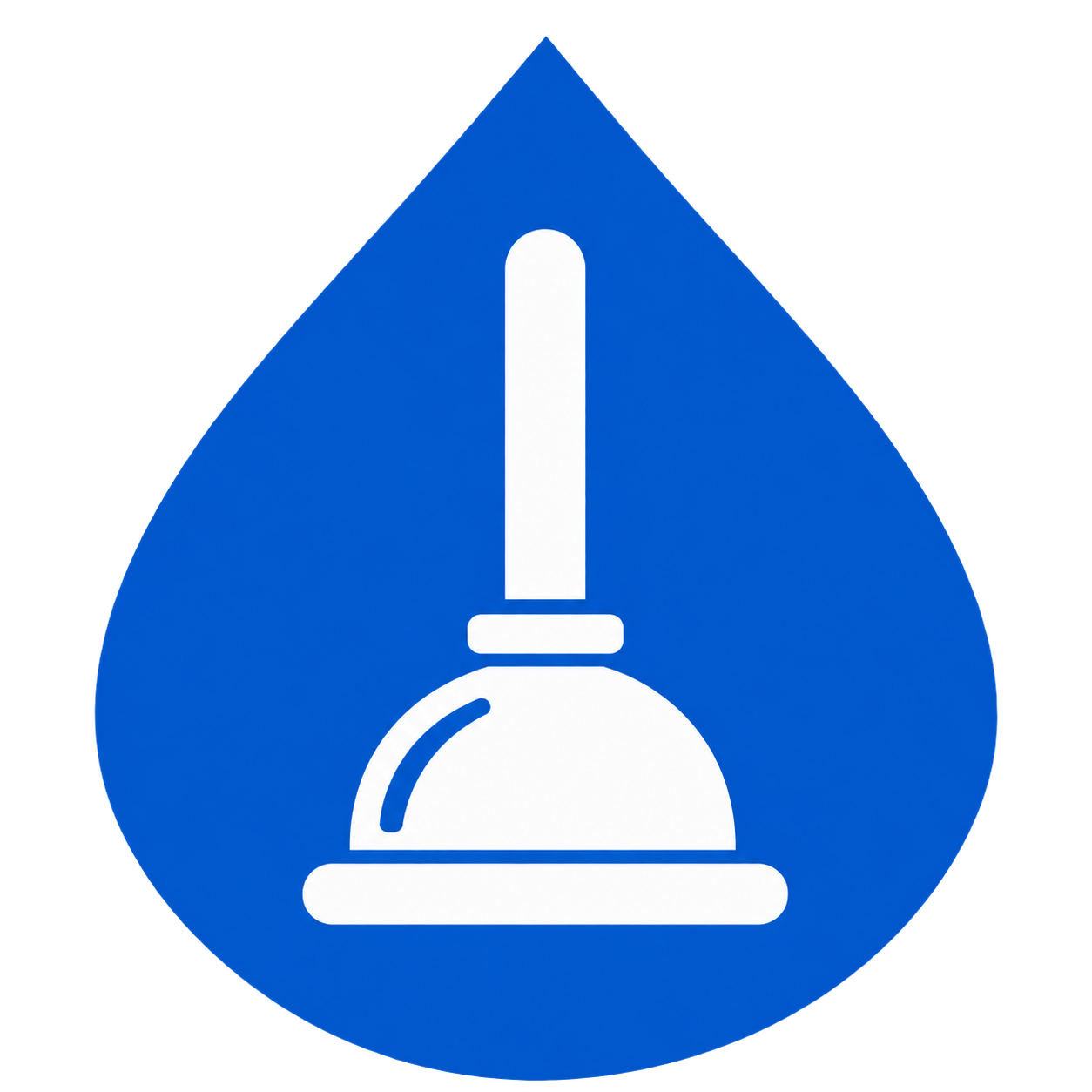 Blue water drop icon with a white plunger
