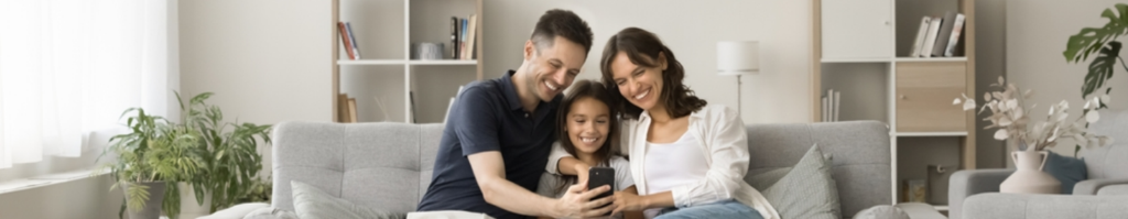 Family relaxing together on a couch