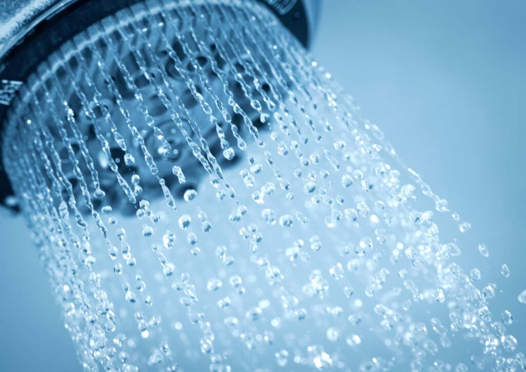 Shower head spraying water