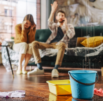Couple upset by water leaking into their living room