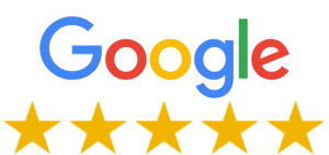 Google logo with five gold rating stars