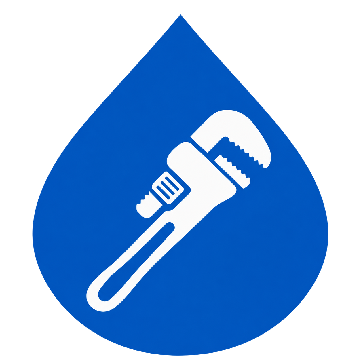 Blue water drop icon with a white pipe wrench