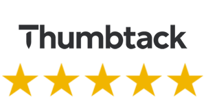Thumbtack logo with five gold rating stars
