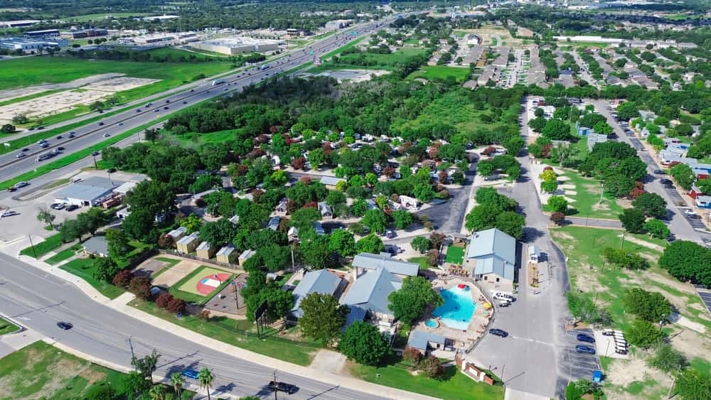Aerial view of a Timberwood Park neighborhood