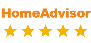 HomeAdvisor wordmark with five gold rating stars