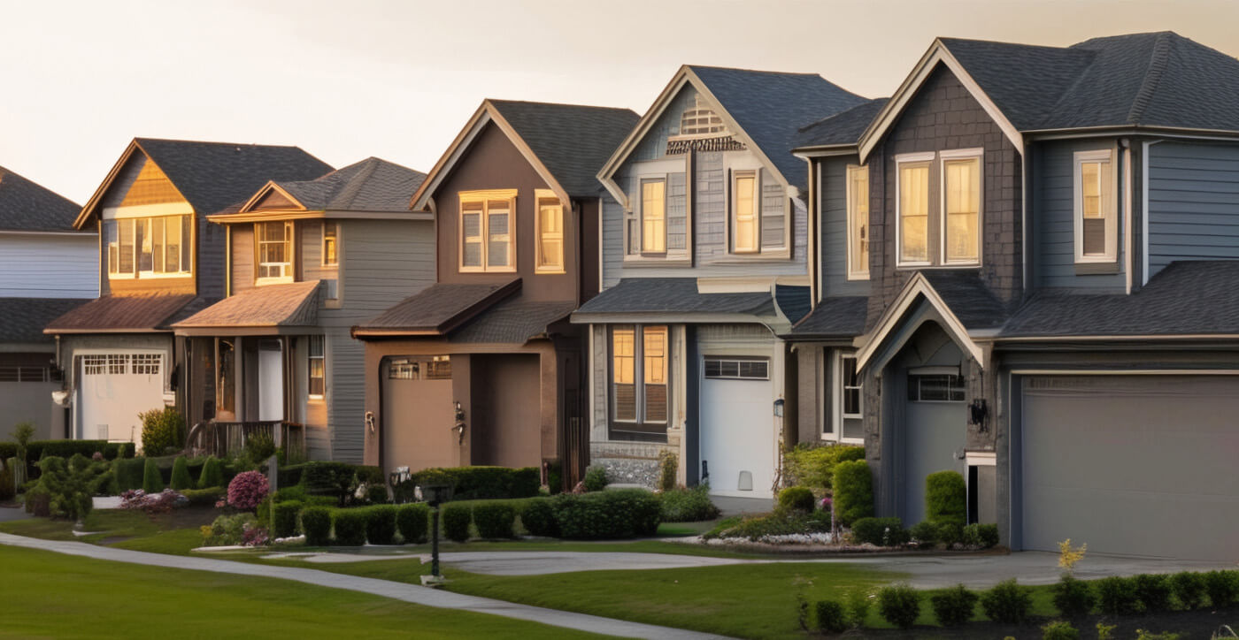 Row of two-story suburban homes
